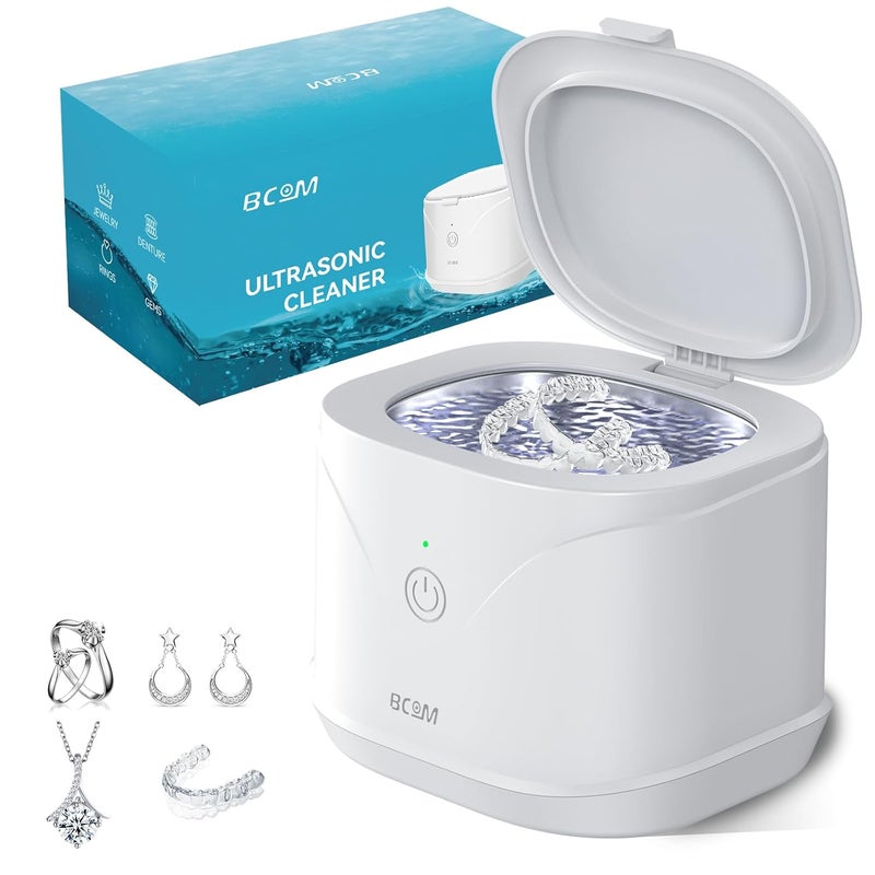 Bcom Ultrasonic Retainer Cleaner, Retainer Cleaner Machine 46kHz, Professional Portable Ultrasonic Jewelry Cleaner for Dental Retainer Pod, Mouth Guard, Watch, Ring, Jewelry,Perfect for Xmas Gift - Image 1